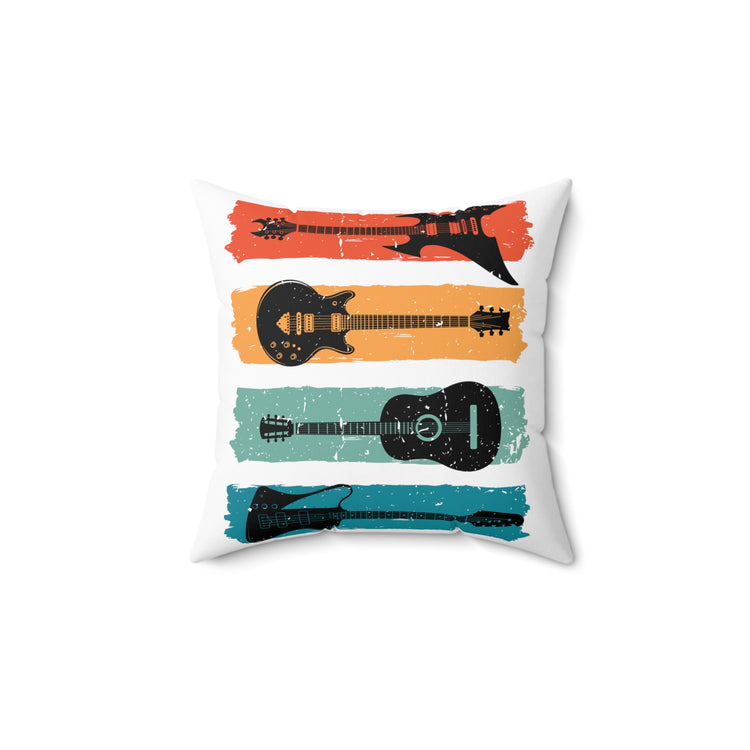 Humorous Old-Fashioned Electronic Guitars Music Performing Spun Polyester Square Pillow