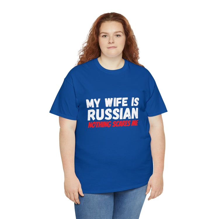 Shirt Funny My Wife's Russian Introvert Sayings Heritage Spouse T-Shirt Unisex Heavy Cotton Tee