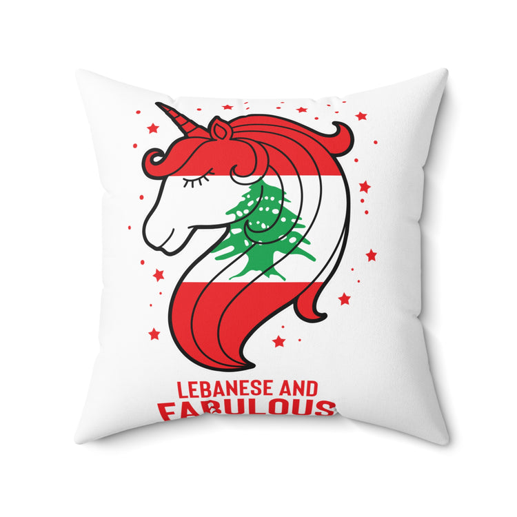 Humorous Lebanese Christmas Magical Horse Nationalistic Spun Polyester Square Pillow