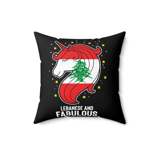 Humorous Lebanese Christmas Magical Horse Nationalistic Spun Polyester Square Pillow