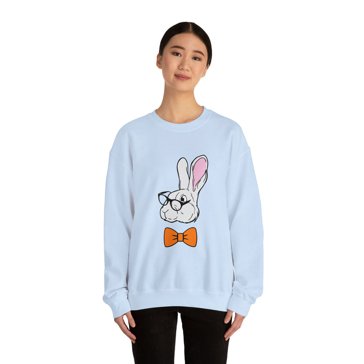 Funny Christian Egg Hunting Brainy Nerd Bunny Unisex Crewneck Sweatshirt