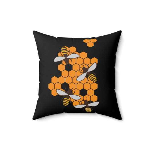 Beehive Bees Beekeeper Environmentalist Yellow Bee Hive Lover Graphic Spun Polyester Square Pillow