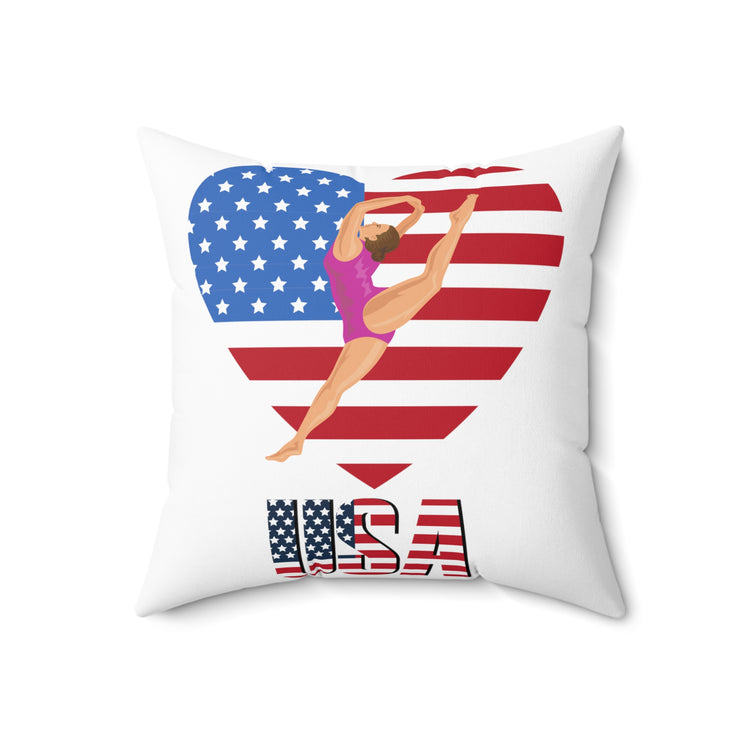 Humorous Acrobatics Athletic Trampolining Acrobatic Sporty Sports  Spun Polyester Square Pillow