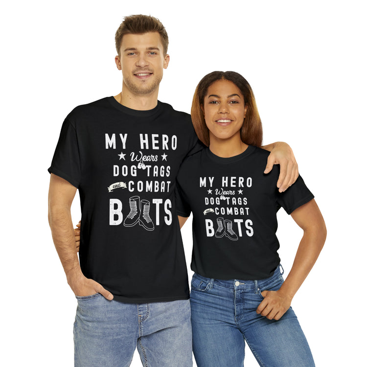 Shirt Funny My Soldier Wears Dog Tag Boots Quote Military Patriotic T-Shirt Unisex Heavy Cotton Tee