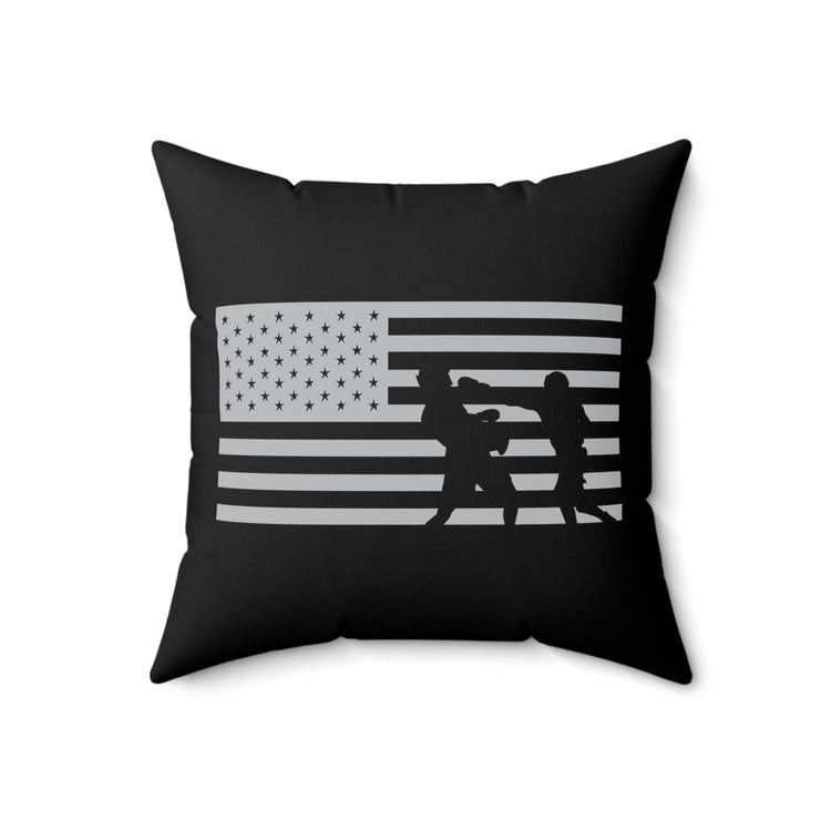 Hilarious Fighter Sparring USA National Banner Spun Polyester Square Pillow