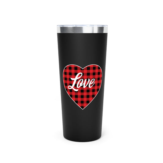 buffalo plaid heart 2 Copper Vacuum Insulated Tumbler, 22oz