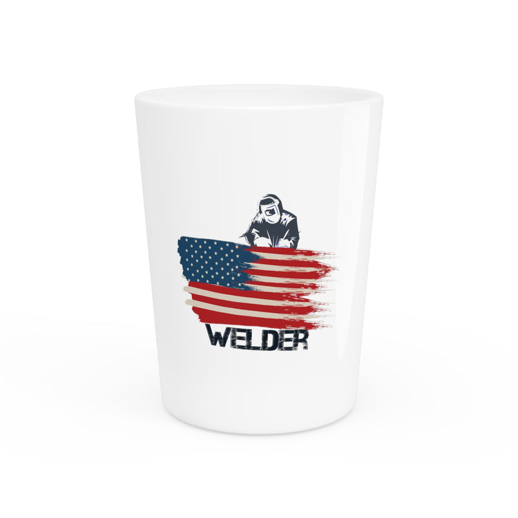 Novelty 4th Of July Freedom Pride Tee Shirt Gift Cute Patriotic Welder American Flag Graphic Men Women TShirt Shot Glass