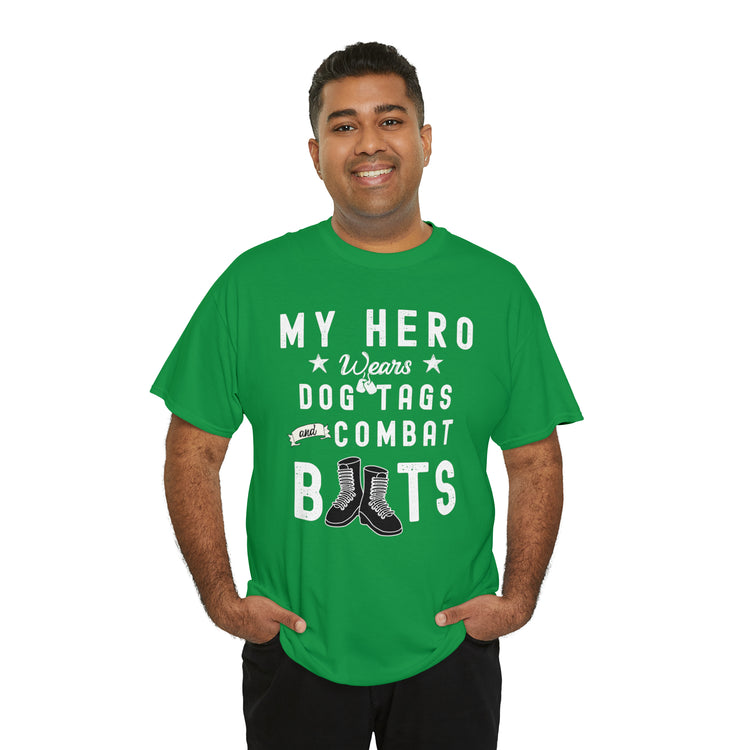 Shirt Funny My Soldier Wears Dog Tag Boots Quote Military Patriotic T-Shirt Unisex Heavy Cotton Tee