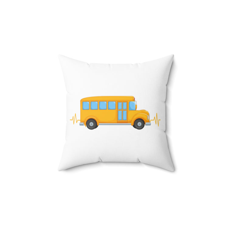 Novelty Heartbeats Students Transportation Motorbus Schooling Spun Polyester Square Pillow