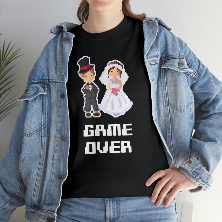 Shirt Funny Game Over Mr And Mrs Just Married Wedding Party Love T-Shirt Unisex Heavy Cotton Tee