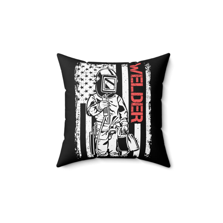 Novelty Electrician Patriotic Malediction Profanity patriotism nationalism Obscenity Spun Polyester Square Pillow