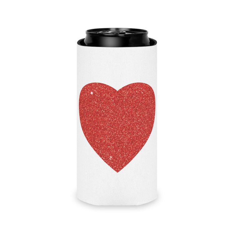 Red Glitter Effect Heart Valentines Day Men Women Can Cooler