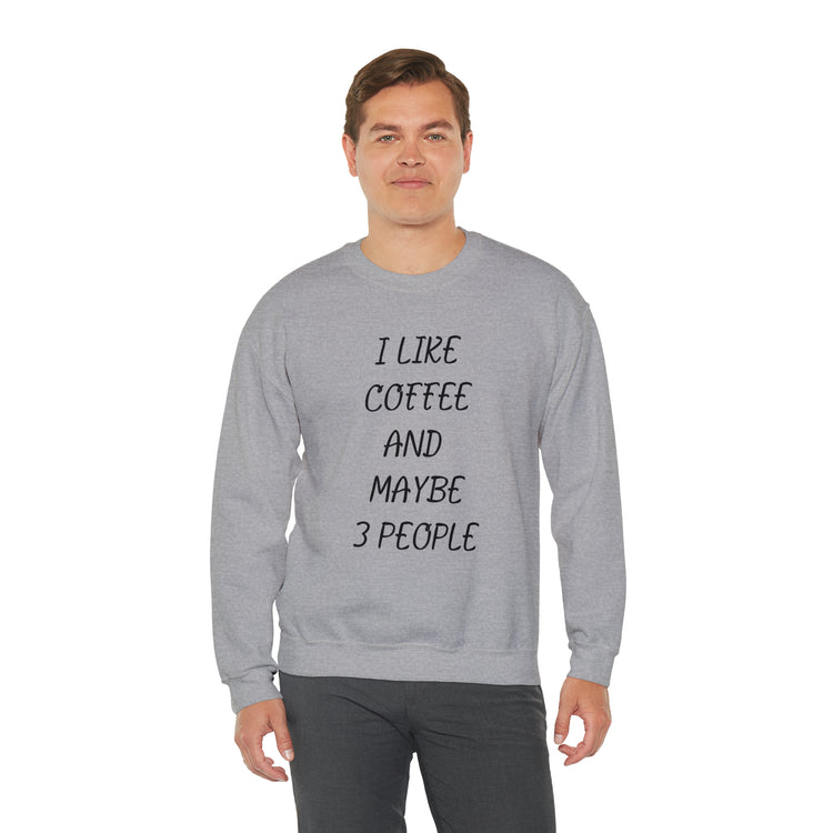 Humorous Caffeinated Introverts Illustration Saying Line Pun Unisex Crewneck Sweatshirt