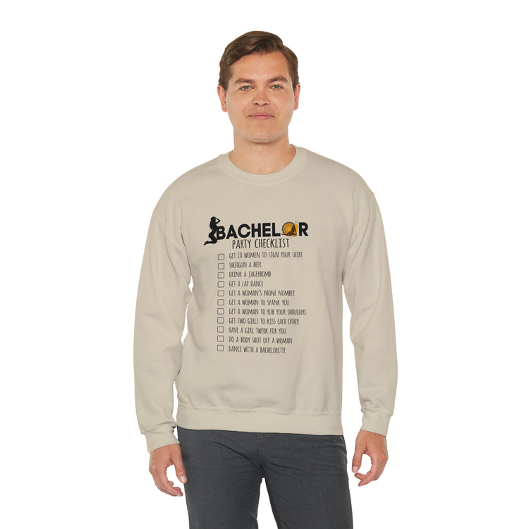 Novelty Bachelors Funny Bridal Marriage Checklist Line Unisex Crewneck Sweatshirt