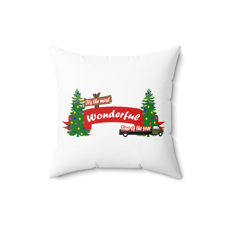 It's The Most Wonderful Time Of The Year Merry Christmas Spun Polyester Square Pillow