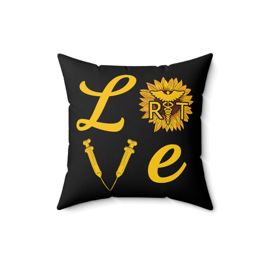 Humorous Caregiver Attendants Lover Sunflowers Therapist Nurses Spun Polyester Square Pillow