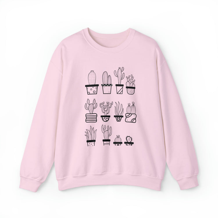 Humorous Cactuses Enthusiasts Cactus Illustration Vintage Novelty Succulents Devotee Gardening Graphic Funny Unisex Heavy Blend™ Crewneck Sweatshirt