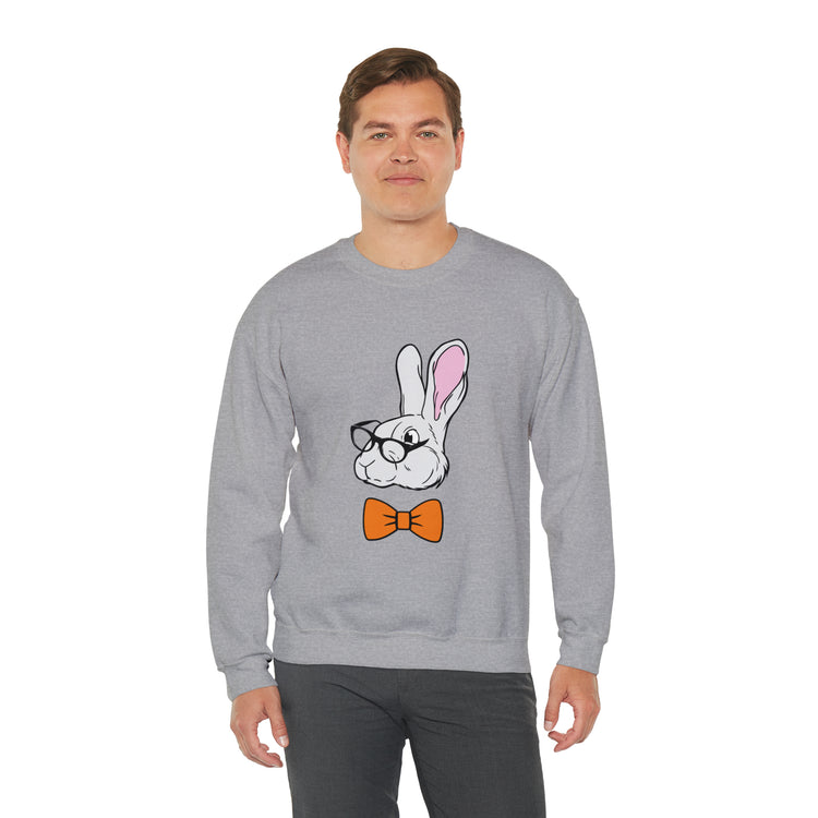 Funny Christian Egg Hunting Brainy Nerd Bunny Unisex Crewneck Sweatshirt