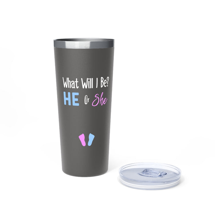 What Will I Be He or She Gender Reveal Copper Vacuum Insulated Tumbler, 22oz