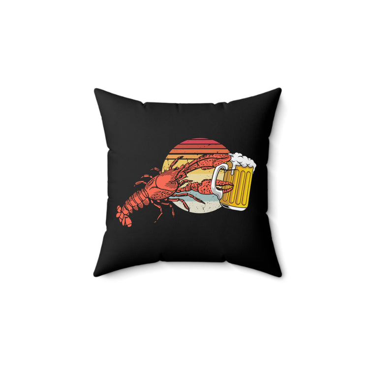 Hilarious Lobsters Opening Drinks Vacationing  Vintage Seafood Spun Polyester Square Pillow