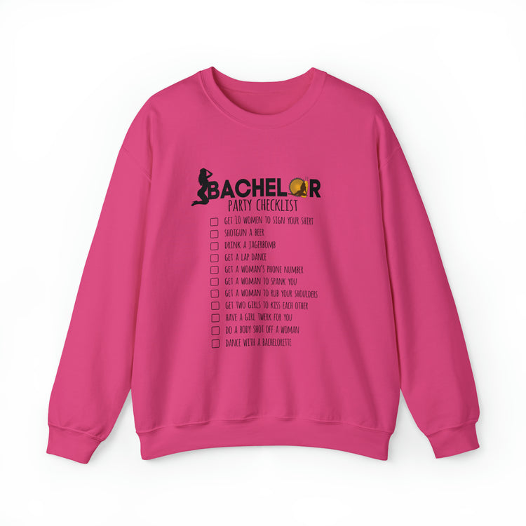 Novelty Bachelors Funny Bridal Marriage Checklist Line Unisex Crewneck Sweatshirt