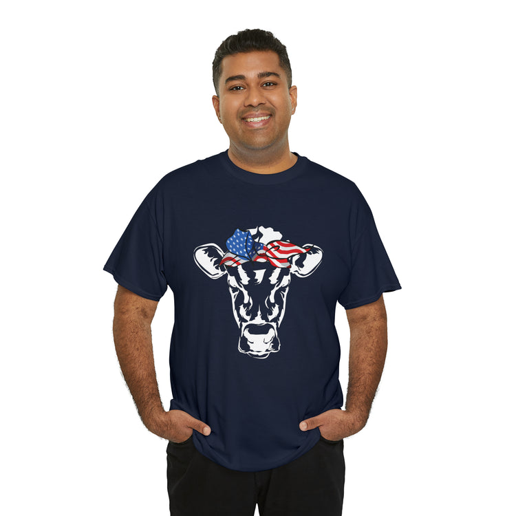 Cool Cow with USA American Flag Bandana Vegan Clothing Herbivore Shirt | Vegetarian T Shirt | Heifer Shirt | Cowgirl Shirt | Farmer Shirt