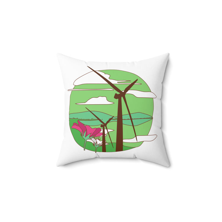 Humorous Renewable Windmill energy hydroelectric Spun Polyester Square Pillow