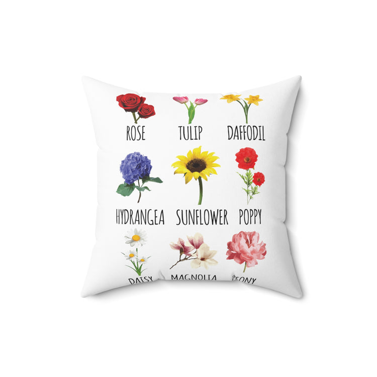 Humorous Planting Illustration Leaves Definition Plant Flowers Spun Polyester Square Pillow