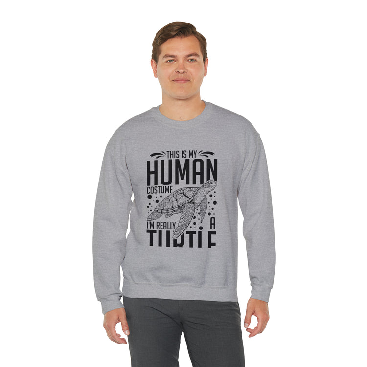 Funny Turtle Dressing Turtles Devotee Graphic Sayings Gag Unisex Crewneck Sweatshirt