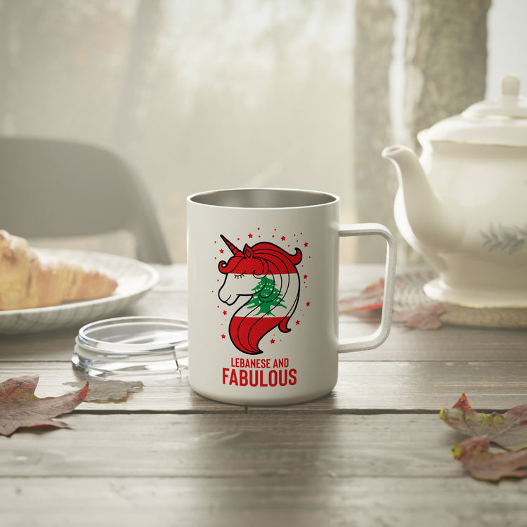 Humorous Lebanese Christmas Magical Horse Nationalistic Insulated Coffee Mug, 10oz