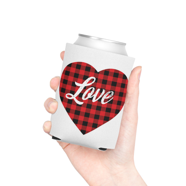 buffalo plaid heart 2 Can Cooler