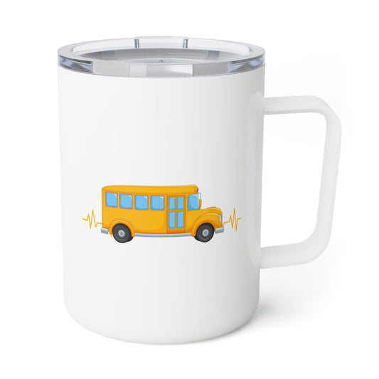 Novelty Heartbeats Students Transportation Schooling Insulated Coffee Mug, 10oz