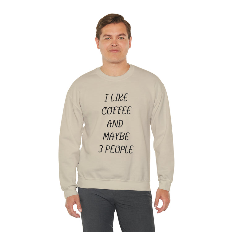 Humorous Caffeinated Introverts Illustration Saying Line Pun Unisex Crewneck Sweatshirt