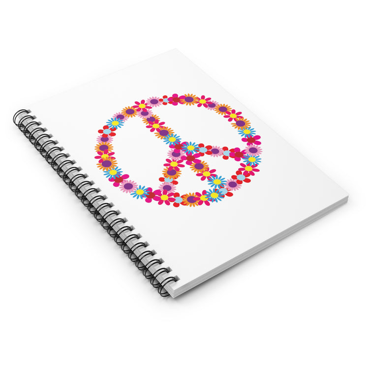 Floral Peace Sign Aesthetic Clothing Peace Botanical Gypsy Clothing  Spiral Notebook - Ruled Line