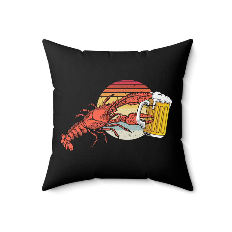 Hilarious Lobsters Opening Drinks Vacationing  Vintage Seafood Spun Polyester Square Pillow