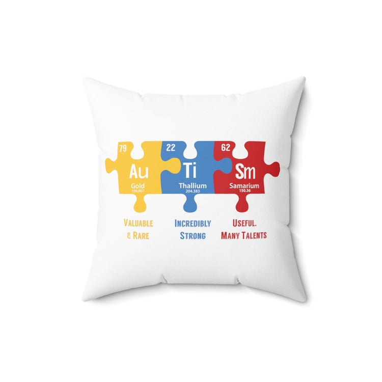 Autism Awareness Puzzle Periodic Elements Autistic Behavior Spun Polyester Square Pillow