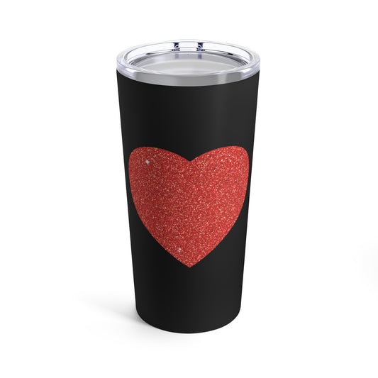 Red Glitter Effect Heart Valentines Day Men Women Tumbler 20oz