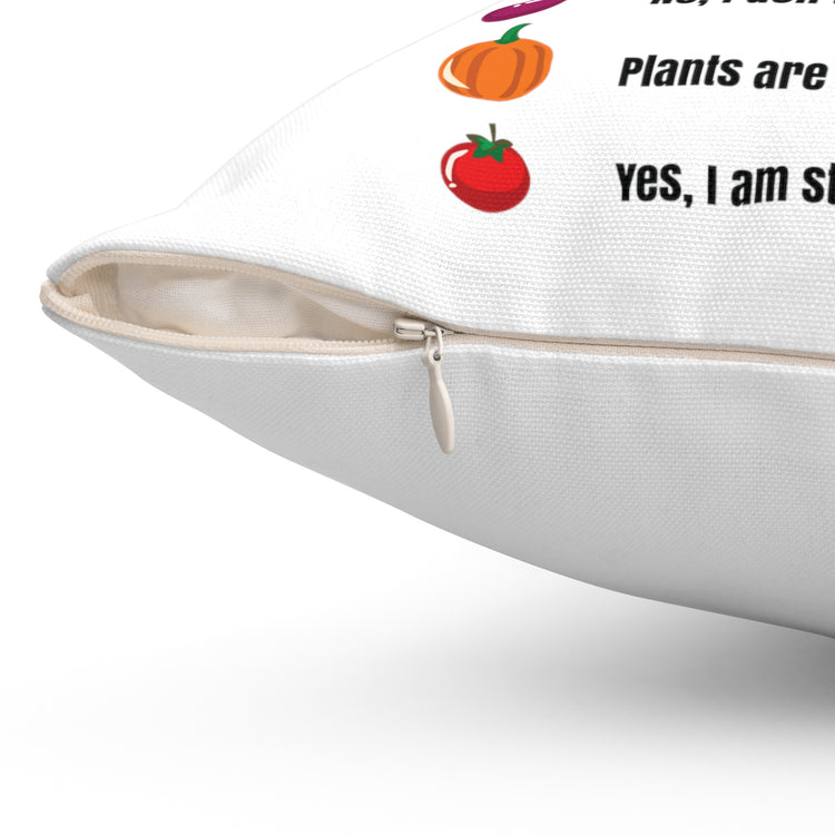 Hello I'm A Vegan Green Leafy Vegetable Healthy Lifestyle Polyester Square Pillow