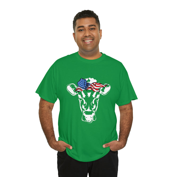 Cool Cow with USA American Flag Bandana Vegan Clothing Herbivore Shirt | Vegetarian T Shirt | Heifer Shirt | Cowgirl Shirt | Farmer Shirt