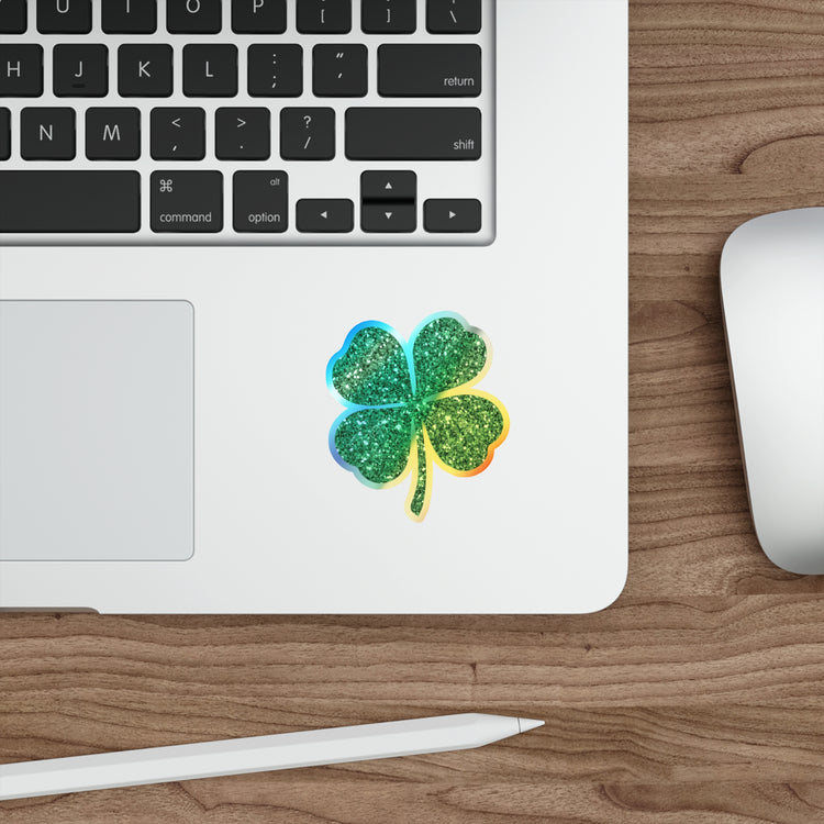 Motivational Glittery Shamrocks Festivities Clovers Festivals Holographic Die-cut Stickers