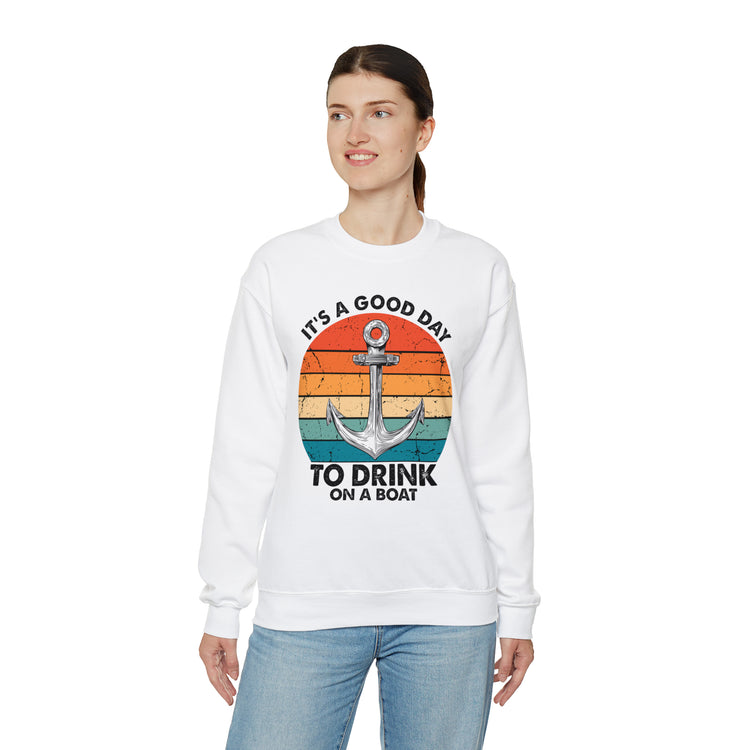 Humorous Its A Nice Day To Drink On A Boat Kayaking Graphic Unisex Crewneck Sweatshirt