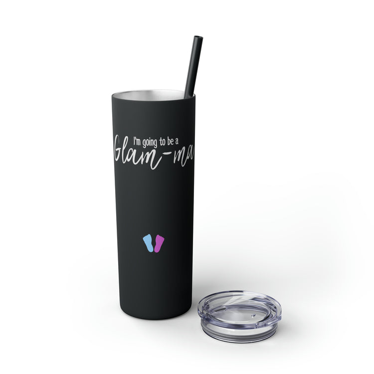 Glam-ma Glamma Pregnancy Announcement New Grandma Gift Skinny Tumbler with Straw, 20oz