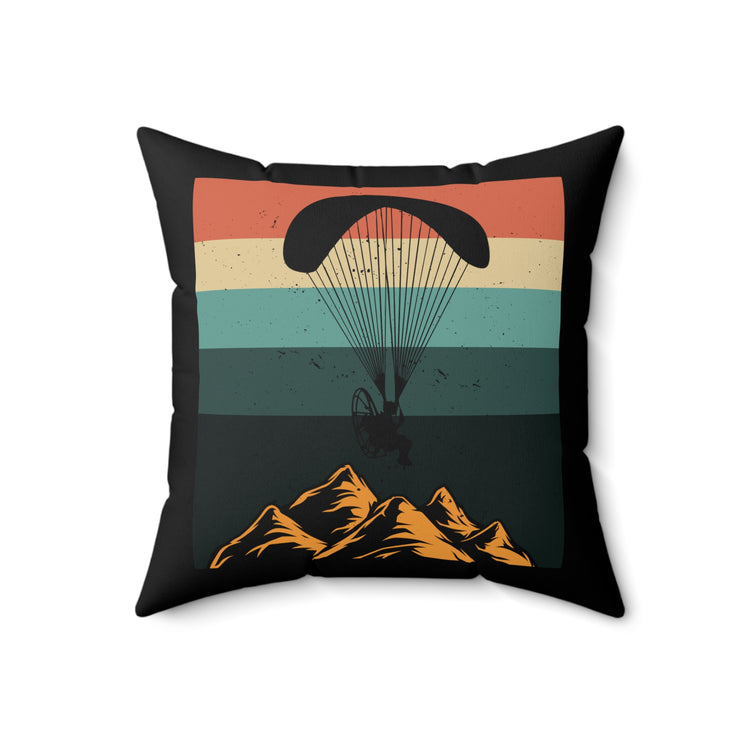 Vintage Paragliding Enthusiasts Distressed Paramotors Parachutes Devotee Graphic Spun Polyester Square Pillow