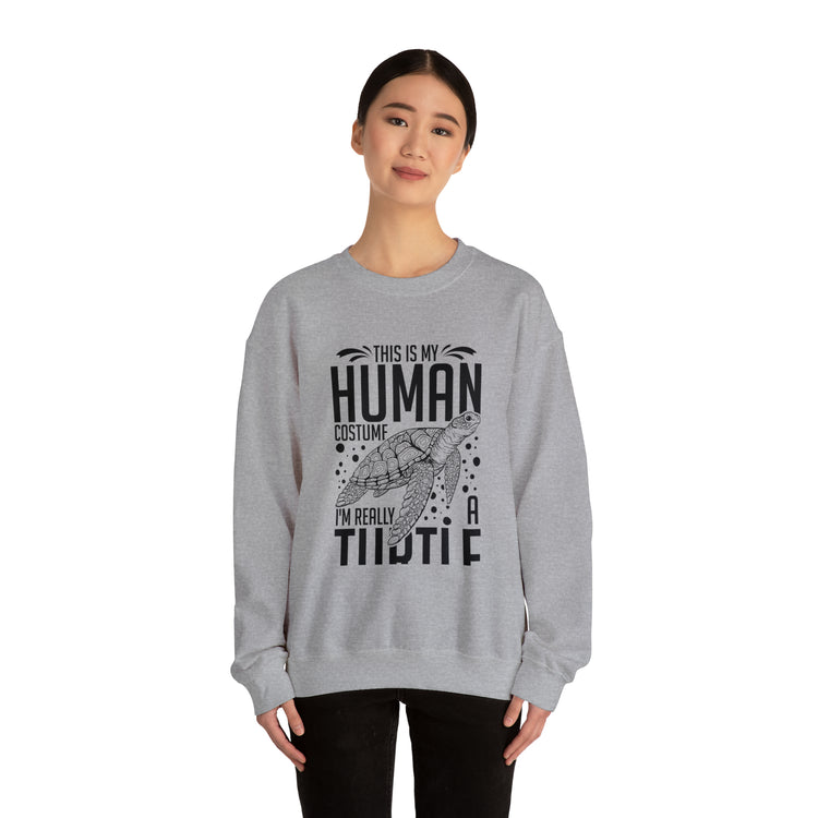 Funny Turtle Dressing Turtles Devotee Graphic Sayings Gag Unisex Crewneck Sweatshirt