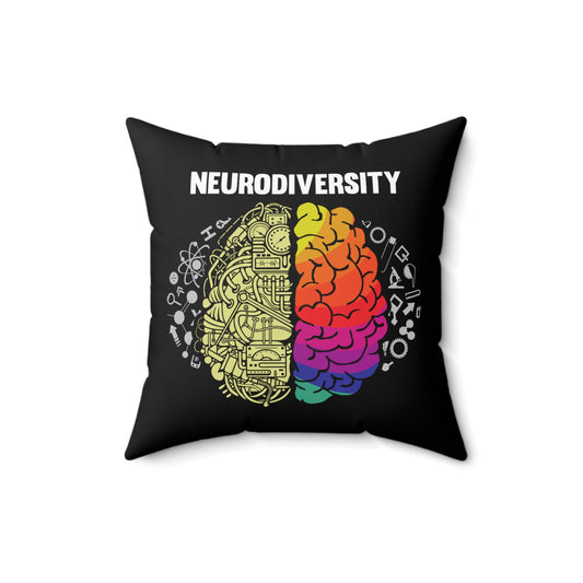 Humorous Neurology Neurodiverse Neurologist Mind Thinking Diseases Awareness Spun Polyester Square Pillow