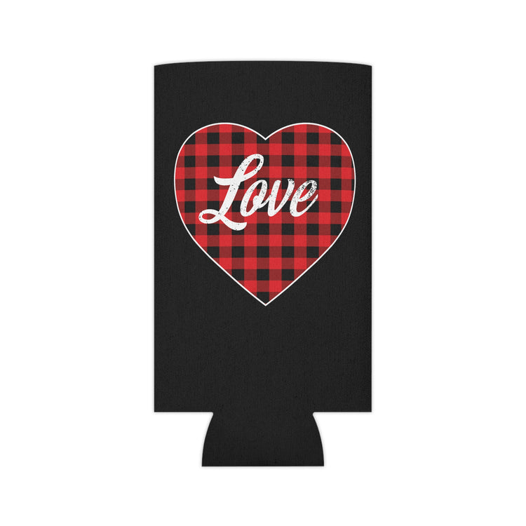 buffalo plaid heart Can Cooler