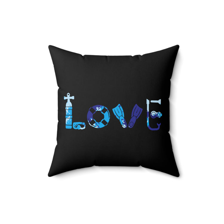 Hilarious Snorkeling Swimming Underwater Novelty Diver Snorkel   Spun Polyester Square Pillow