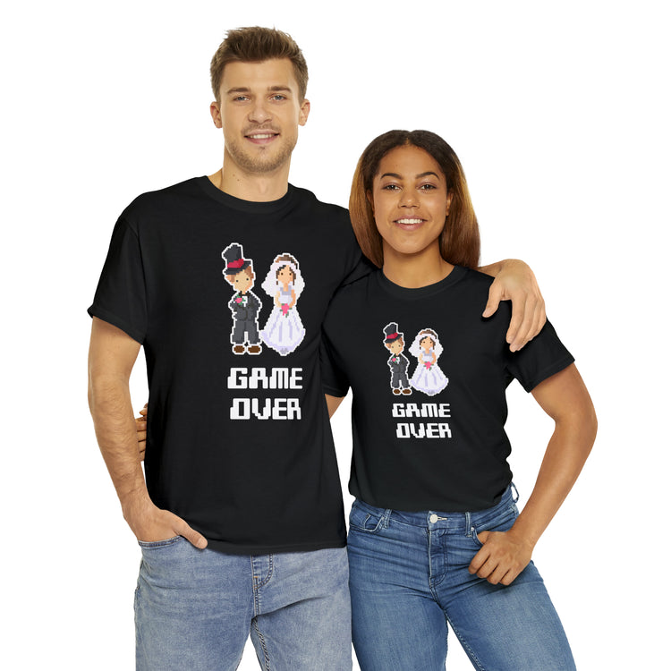 Shirt Funny Game Over Mr And Mrs Just Married Wedding Party Love T-Shirt Unisex Heavy Cotton Tee