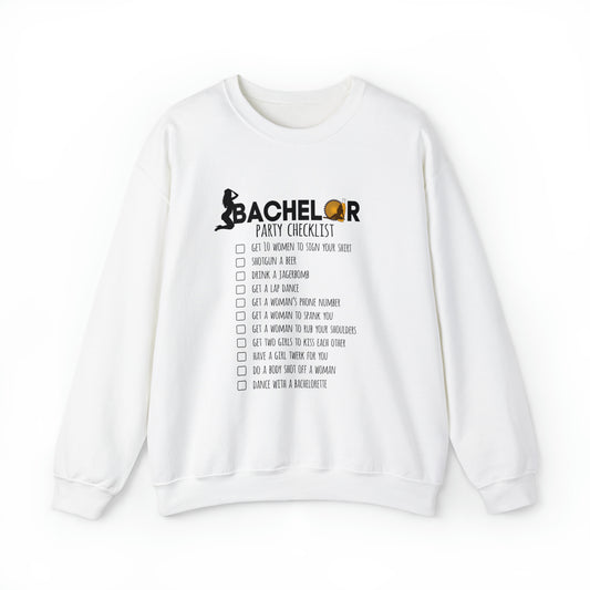 Novelty Bachelors Funny Bridal Marriage Checklist Line Unisex Crewneck Sweatshirt