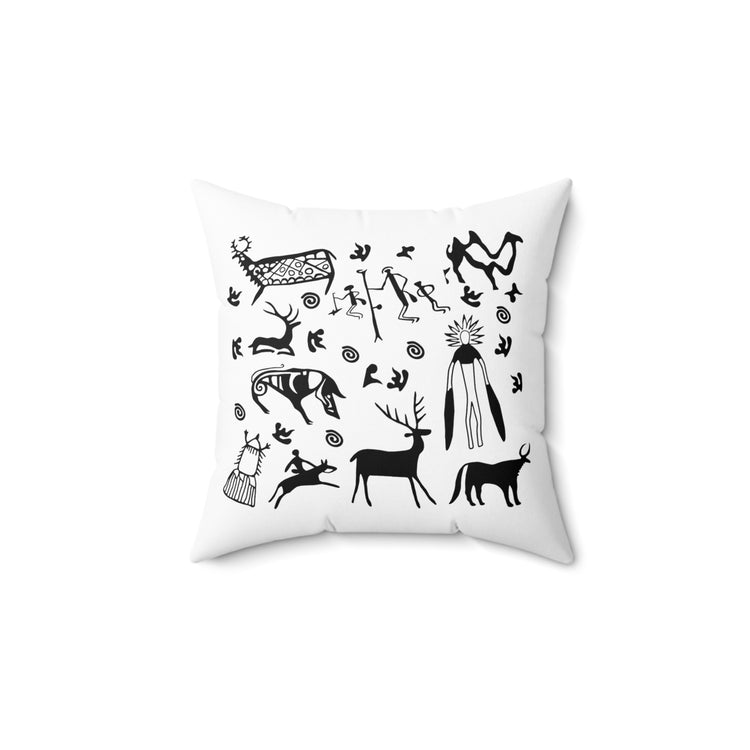 Humorous Pictograph Carving Engravings Mimbres Lover Spun Polyester Square Pillow